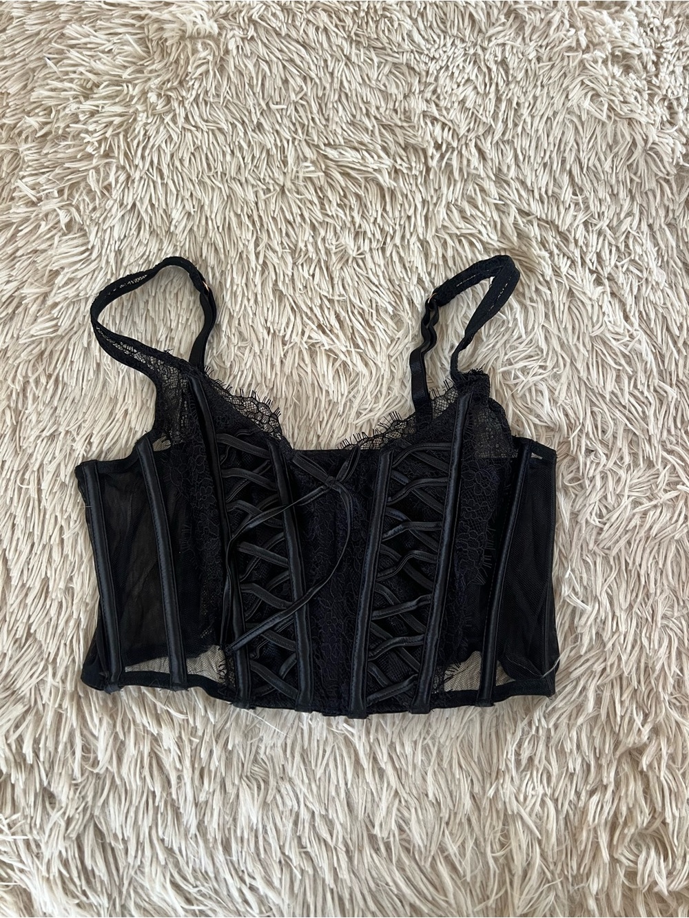 Victoria's Secret Black Lace Corset Bralette